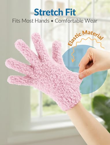 4 Pairs Microfiber Cleaning Gloves, Dusting for Blinds, Reusable - view 7