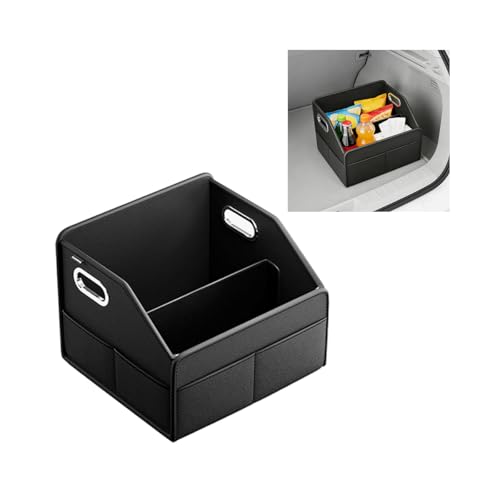 Car Seat Organizer, Foldable Multifunctional Vehicle Front and Back Seat Floor Storage Box with Metal Handle, Collapsible Automotive Interior Caddy Organizer, Universal for SUV Van Truck
