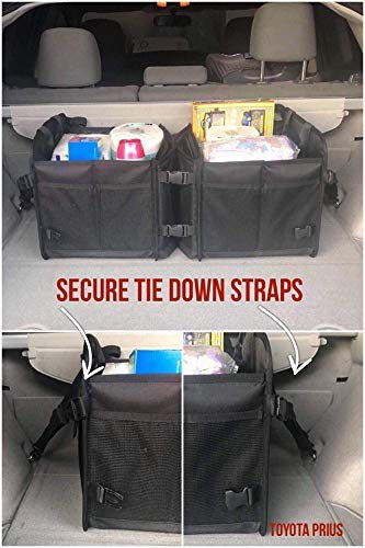 Convertible Large 3 Compartment SUV Trunk Organizer | Truck Bed Organizer with Cover for Trucks, Cars, SUVs and Groceries. PATENTED (4-in-1 with Cover, Black) - view 5