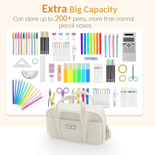 Large Pencil Case Pouch, Extra Big Pencil Bag with 5 Compartments - view 3