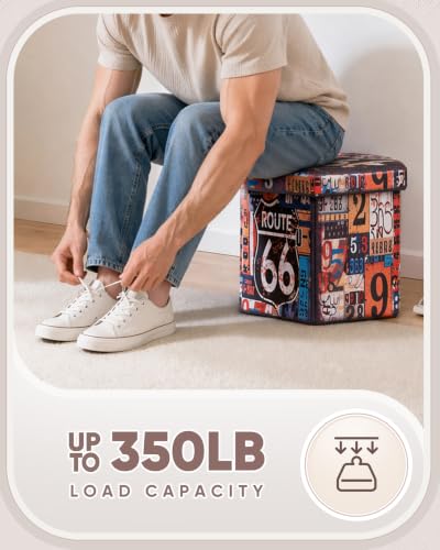 Foldable Storage Ottoman,15" Hexagonal Small Ottoman Footrest - view 5