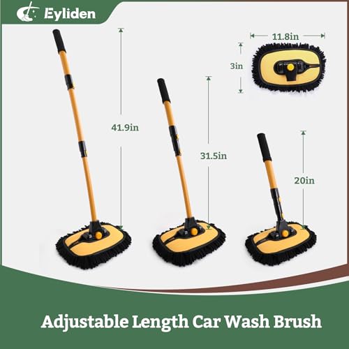 Car Wash Brush Mop with Long Handle for Car Truck RV, Yellow - view 2