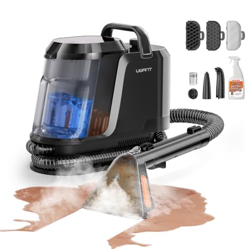 Carpet Cleaner Machine with Steam&Hot&Cold Water System, 18KPa Powerful Suction, Multi-Purpose Upholstery Cleaner for Carpet, Stairs, Sofa & Pet Messes, Portable Carpet Steam Cleaner Set of 1