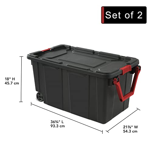 Storage Bins 40 Gallon Heavy-Duty Plastic Storage Bins, 2 Pack Container Totes with Durable Lid and Secure Latching Buckles, Stackable, Tough Storage Containers for Garage and Metal Rack Organizing - view 2
