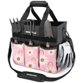 Garden Tool Bag, 10 Pockets and Shoulder Strap, Floral Pink