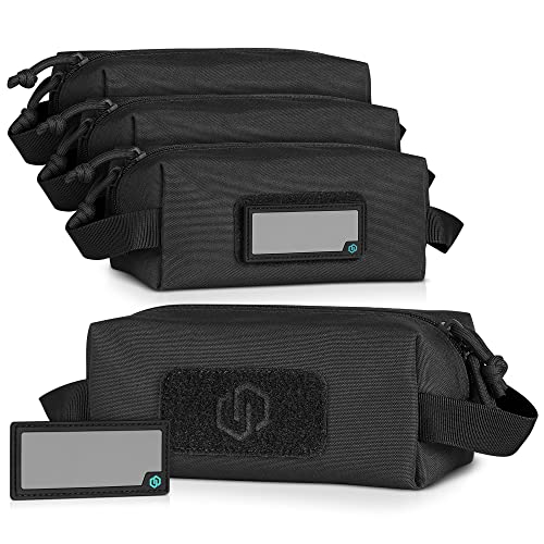 Loose Sacs 4-Pack Tactical Ammo Pouch Firearm Ammunition Carrier Bag, ID Patches Included, Rifle Carbine Pistol Revolver Ammos Case Shooting Range Gear