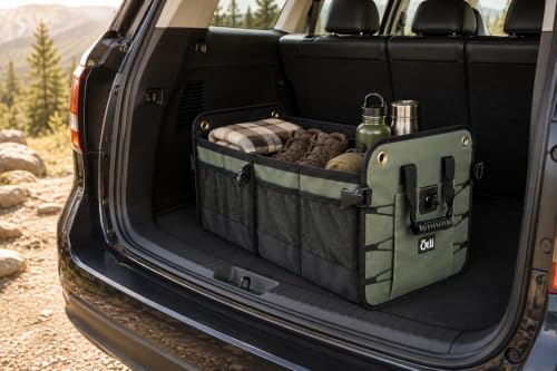 Ōtli Grove Car Trunk Organizer for SUVs & Trucks, Collapsible Storage with Structural PE support, Removable Dividers & Reinforced Handles, Olive - view 2