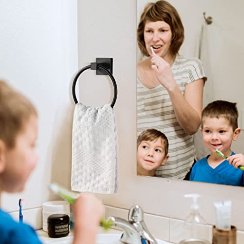 Black Toilet Paper Holder Towel Ring, Black Bathroom Hardware, Hand Towel Holder Toilet Paper Roll Holder Set, Wall Mounted Stainless Steel Bathroom Accessories, 2 PCS - view 4