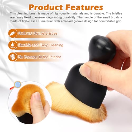 Car Interior Detailing Brush, 2PCS Car Interior Cleaning Soft Brush, Curved Design Car Cleaning Brush Dust Collectors, Car Interior Cleaning Tool Brush with Cover - view 3