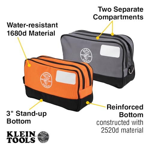Klein Tools Tool Pouch, Dual Compartments, Heavy-Duty Tool Bag Organizer, Multipurpose Bag - view 2