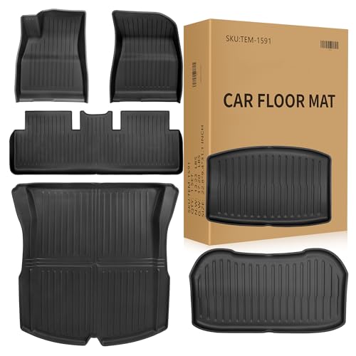 Floor Mats Fit for Tesla Model 3 Highland 2024-2026, Custom Fit All-Weather Cargo Liner Full Cover Car Mats with Front Rear Cargo Mat Trunk Floor Mat Interior Accessories