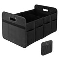 Car Trunk Organizer, 2 Compartments Anti-slip 14" D x 22" W x 12" H Collapsible Trunk Storage, 600D Oxford Polyester Car Storage, Suitable for SUV, Minivan, Truck, Black