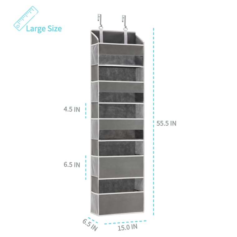 Over the Door Organizer for Bedroom, Pantry, Bathroom, 5 Shelf Grey - view 3