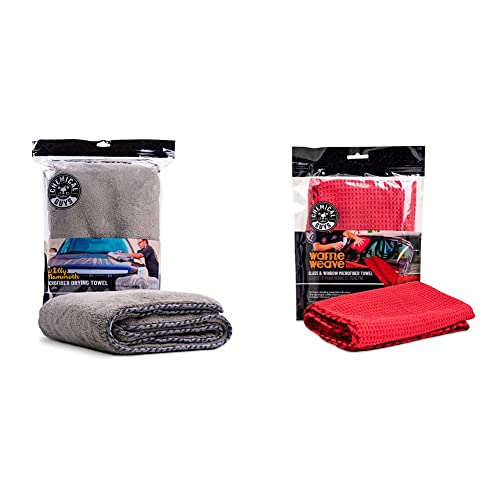 MIC1995 Woolly Mammoth Microfiber Towel and MIC707 Waffle Weave Microfiber Towel Bundle for Car Cleaning