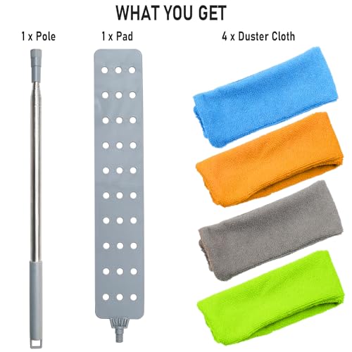 Retractable Gap Dust Cleaner Brush with 4 pcs Replacement Duster Cloth, 100 inches Extendable Pole, Flexible Microfiber Duster for Cleaning Under Refrigerator, Sofa,Couch Bed, Furniture - view 7