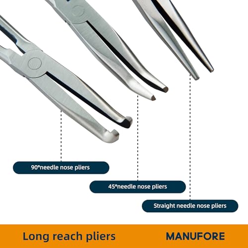 11-Inch Long Reach Needle Nose Pliers, Straight, 45° & 90° Bent - view 4