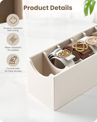 Belt Organizer for Closet, Belt Box & Storage Drawer -Cream - view 6