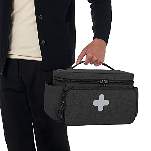 Small Medicine Storage Bag, Empty Family First Aid Kits Case, Black - view 5