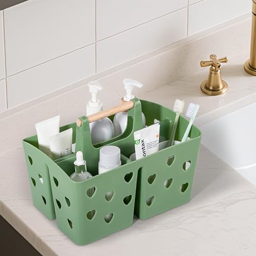 Portable Shower Caddy Plastic Shower Basket Organizer with Handle, Green - view 2