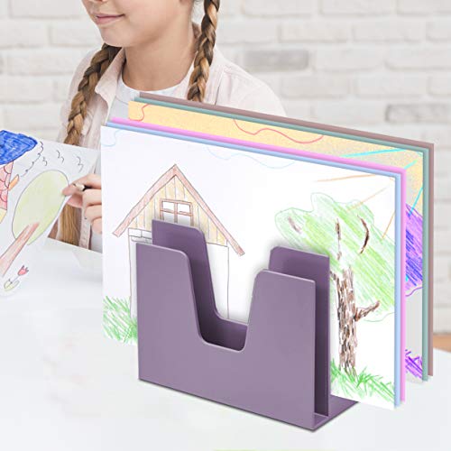 5 Section Incline File Sorter Organizer, Desktop Mail Holder Purple - view 4