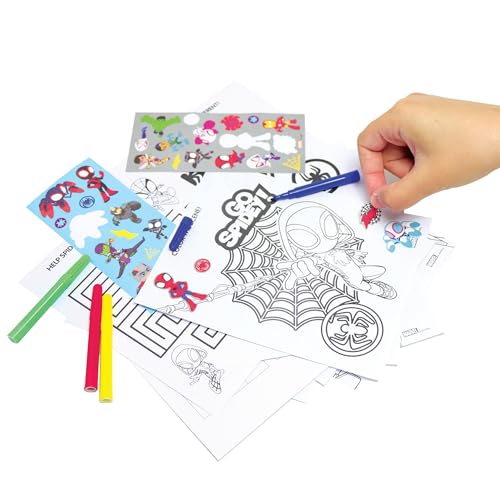 Spidey and His Amazing Friends Stow & Go Activity Kit – 17-Piece Marvel Art Set with Stickers, Crayons, Coloring Pages & Carry Case – Kids Travel Kit Ages 3+ - view 6