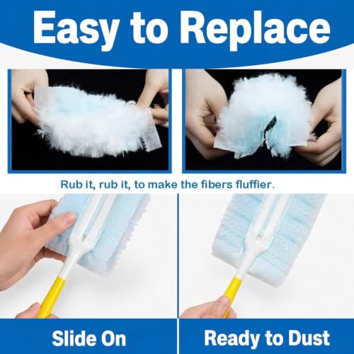 Duster Refills, 20-Pack Electrostatic Microfiber Replacement Heads Compatible, Blue Dusting Refills for Blinds, Furniture, Car and Office, Refills Only, No Handle - view 4