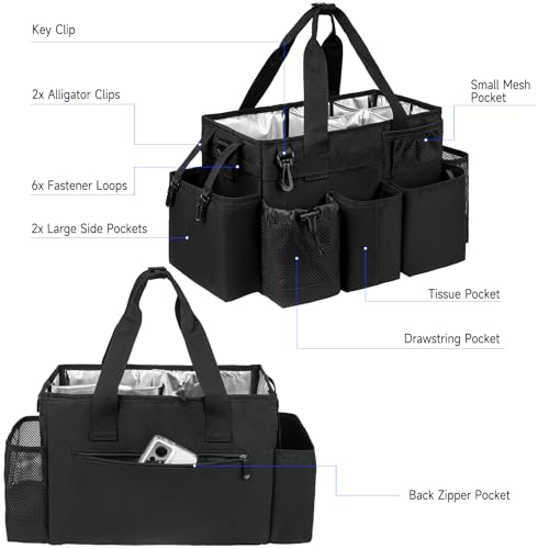 Cleaning Caddy Bag, Cleaning Supplies Organizer for Housekeepers, Housekeeping Caddy with Handle and Detachable Padded Cushion, Black - view 3