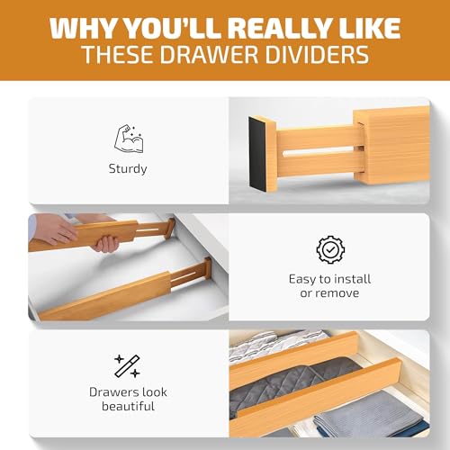 4-Pack Drawer Dividers 2.6-Inch High Dresser Drawer Organizer 16 to 22 Inch - view 6