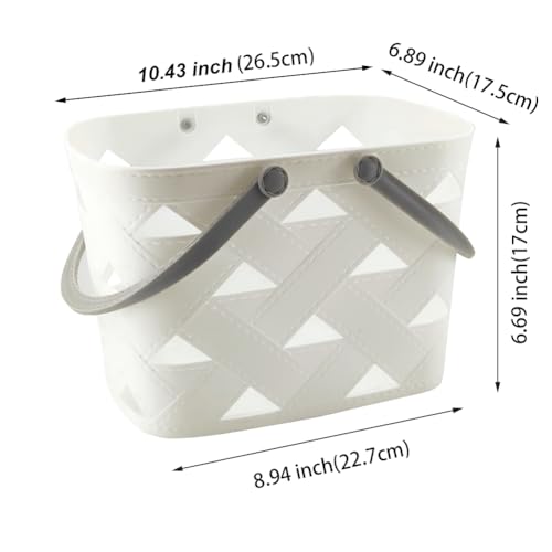 Portable Shower Caddy 2 Pack, Tote Plastic Storage Basket with Handle Shelf Organizers Bin for Bathroom, College Dorm, Kitchen, Garden, Camping, Cleaning Supplies (White 1 pcs) - view 2