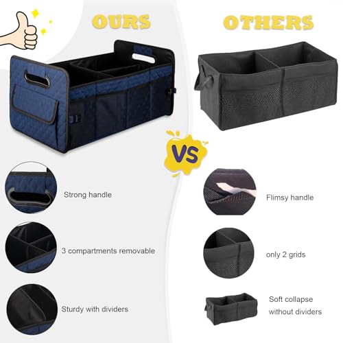 Car Trunk Organizer for SUV, Collapsible Car Storage Organizer Dark Blue - view 2