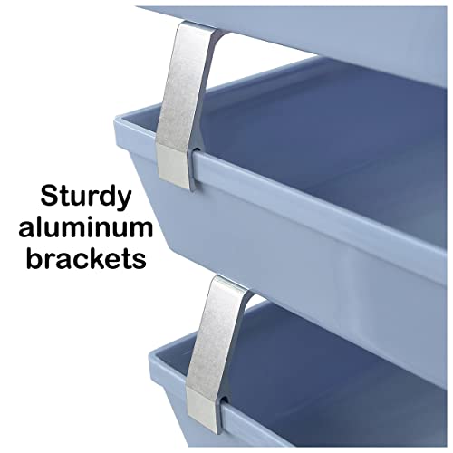 Facility 3 Tier Letter Tray, Side Load, Letter Size/A4, Desktop File Organizer, Plastic (Solid Blue Color) - view 5