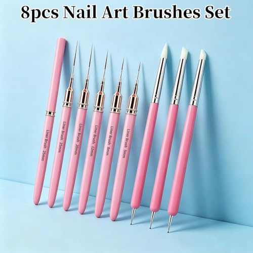 5Pcs Nail Art Liner Brushes Liner Brush for Nails Gel Striping Nail Brushes - view 7