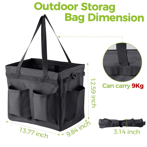 Car Trunk Organizer Multifunctional Storage Toolbox Carry Griddle,Large Grill Utensils Accessory Grilling Tools Basket Carrying Caddy Tool Tote Bag Storage Box Camp Cooking bbq Outdoor(Black) - view 3