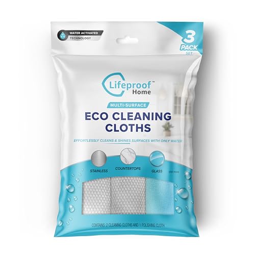 Streakless Microfiber Eco Cleaning Cloth Set - Effortlessly Cleans Stainless, Glass & Stone With Only Water - 3 Pack Set