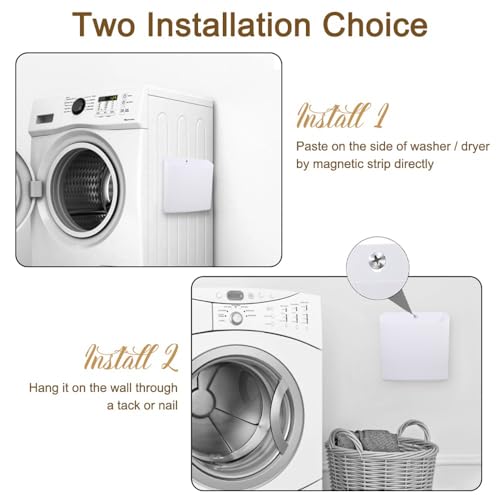 Magnetic Laundry Storage, Large Lint Holder Bin, Space-Saving Trash Container Hanging on Dryer, Washer or Wall Mount (Gray White) - view 6