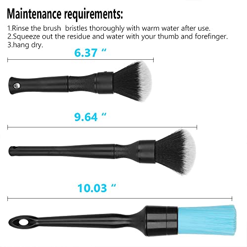 3 Pack Ultra-Soft Detailing Brush Set, Comfortable Grip and Scratch-Free Cleaning for Exterior, Interior Panels, Emblems, Badges, Gauge Cluster, Infotainment Screen - view 6