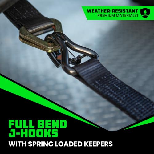 Car Hauler Tie Down Straps (4-Pack) - 2inx8ft with J Hooks - view 4