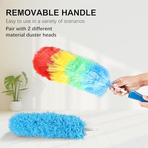 Rainbow Static Duster 24inch Reusable Microfiber Electrostatic Dusters with 2 Beandable and Washable Duster Head for Cleaning Home, Office, Car - view 4
