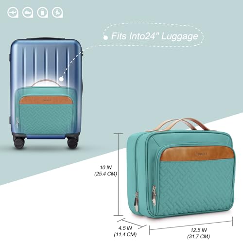 Travel Hanging Toiletry Bag for Women, Cruise Ship Essentials, with Jewelry Organizer, Extra Large Makeup Dopp Kit, Waterproof Cosmetic Bags, Toiletries Kit Set with Trolley Belt, Blue - view 7