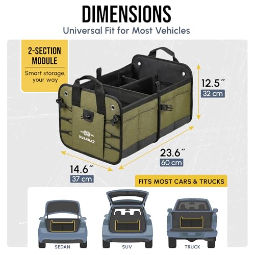Car Trunk Organizer, Covering Net, Collapsible, Foldable, Military Green - view 3