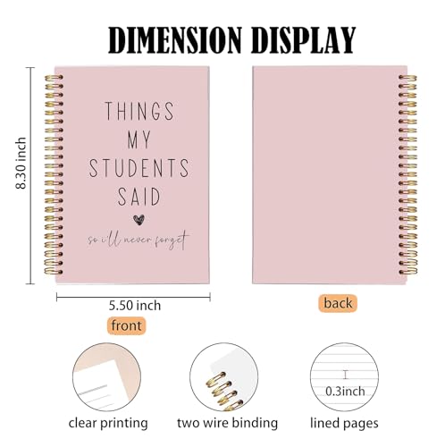 Teacher Gift Spiral Notebook Light Pink, Thank You Gift for Teacher, Teacher Appreciation Gifts, Keepsake Journal, Teacher Notebooks for School Supplies, Home & Office, Spiral Bound 5.5x8.5 - view 7
