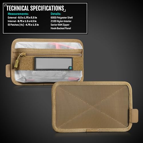 Core Tactical Mesh Zipper Pouch, 9" x 5" Modular EDC Tool Organizer w/Writable ID Patches, Range Gear Utility Storage Pocket w/Hook Backing, Dump Pouch with Handle, 2-Pack - view 6