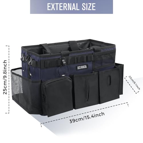 Wearable Cleaning Caddy Bag, Cleaning Caddy Supplies Organizer with Handle & Shoulder Straps for Housekeepers, Under Sink & Car Cleaning Tool Organizers with 4 Foldable Divider Navy (DarkBlue) - view 5