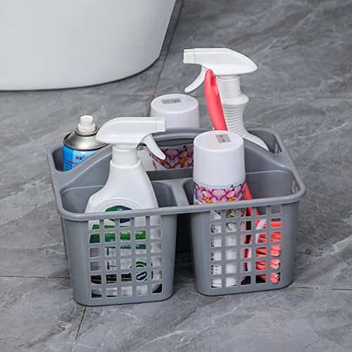 Portable Shower Caddy Basket Plastic Storage Basket with Compartments Grey - view 3