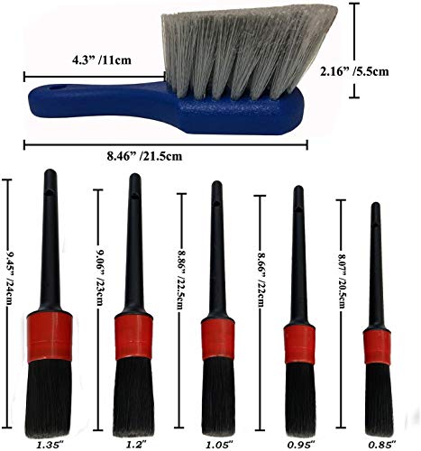 Car Wash Brush with Long Handle, Car Detailing Kit, Wheel Brush 7 Packs - view 3