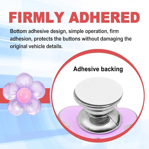 Bling Start Button Cover, Universal Car Accessories for Engine Start/Stop Resin Flower Starter Cover, Cute car Accessories for Women, Girls (Transparent Purple) - view 3