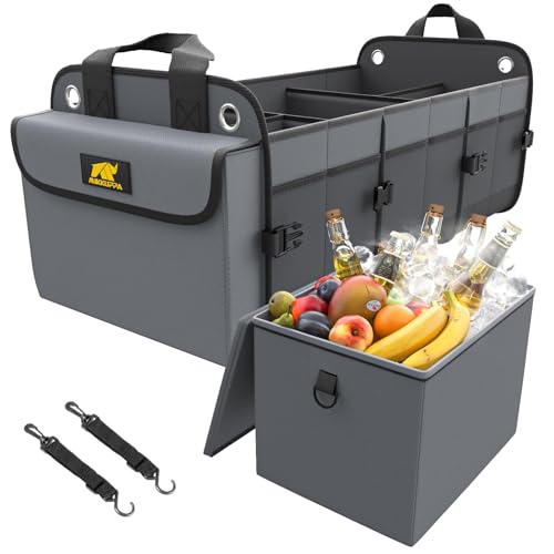 Car Trunk Organizer with Cooler, 100L, Premium Material, Gray