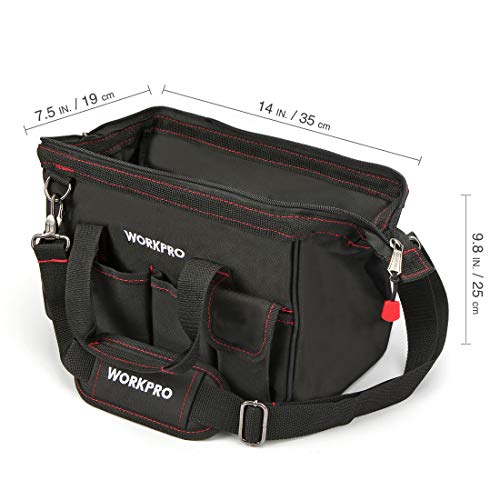 14-inch Tool Bag, Multi-pocket Tool Organizer with Adjustable Shoulder Strap, W081021A, black - view 2