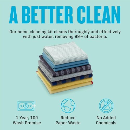 Home Cleaning Set, Premium Microfiber Cleaning Cloth, Household Cleaning Tools & Supplies for Dusting, Bathroom, Kitchen & Cars, Washable & Reusable, 100 Wash Guarantee, 8 Piece Set - view 4