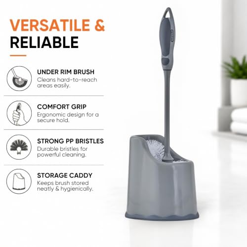 Toilet Brush and Holder (1 Pack) Toilet Scrubber Bowl Cleaner Brushes Wand, Toilets Brush with Holder Caddy, Bathroom Cleaning Brush, Bowl Brush Set - view 4